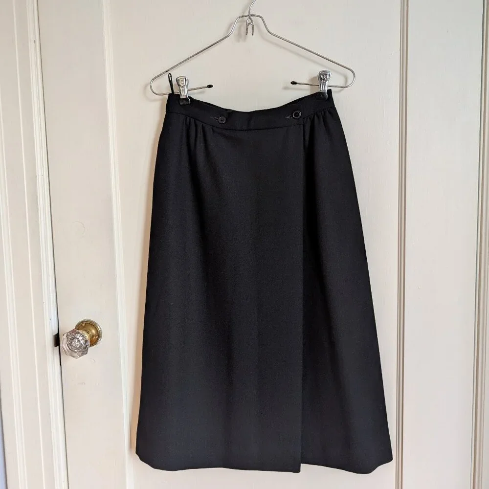 VTG Adolfo Sport wool crepe black skirt - Picture 1 of 17